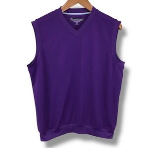 Pebble Beach Performance Mens Purple V-Neck Golf Vest Medium Pullover